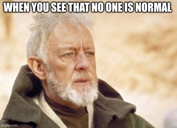 Obi Wan Kenobi Meme | WHEN YOU SEE THAT NO ONE IS NORMAL | image tagged in memes,obi wan kenobi | made w/ Imgflip meme maker
