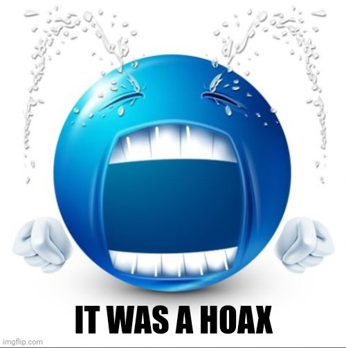 Crying Blue guy | IT WAS A HOAX | image tagged in crying blue guy | made w/ Imgflip meme maker