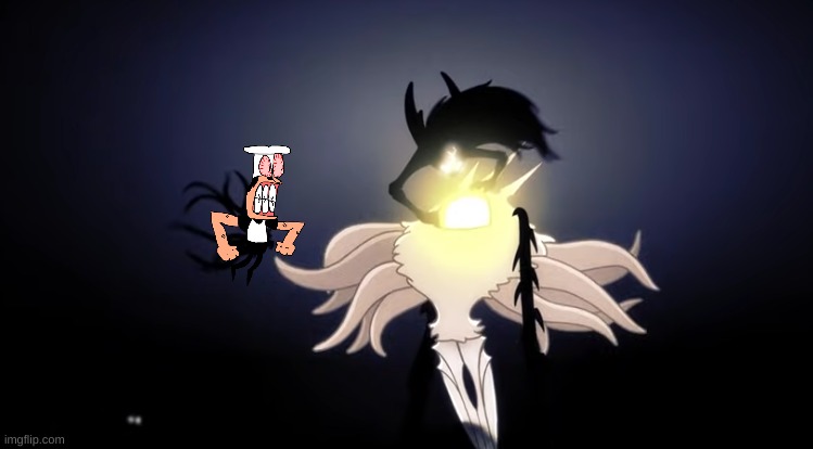 Italian Wrath given form. (i only drew peppino, i did not draw the background, hollow knight's shade or radiance) | made w/ Imgflip meme maker