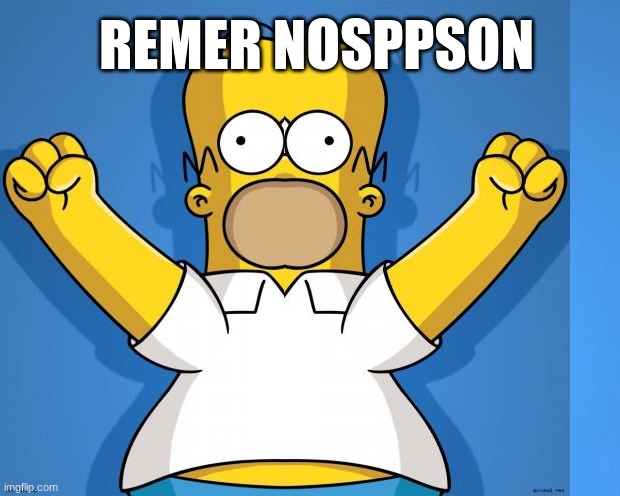 Remer Nosppson | REMER NOSPPSON | image tagged in homer simpson | made w/ Imgflip meme maker