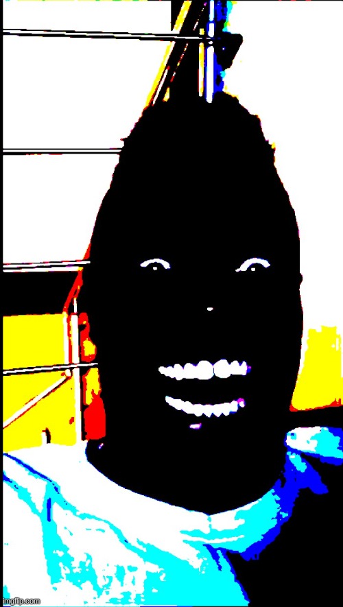 black guy laughing in dark deepfried | image tagged in black guy laughing in dark deepfried | made w/ Imgflip meme maker