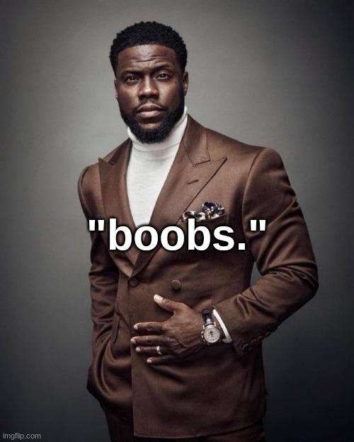 Kevin hart | "boobs." | image tagged in kevin hart | made w/ Imgflip meme maker