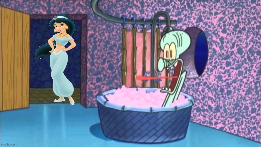 Princess Jasmine Drops by Squidward's House | image tagged in princess,disney,aladdin,beautiful girl,pretty girl,spongebob squarepants | made w/ Imgflip meme maker