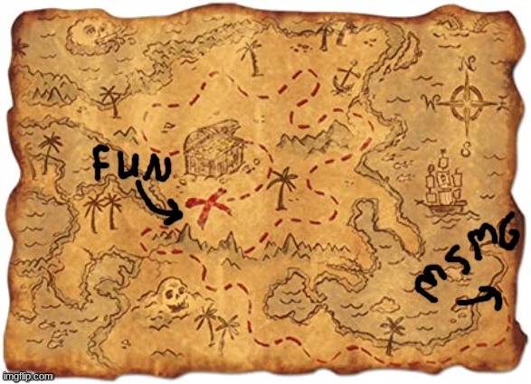 new template for fun stream posters in msmg (kewlew im looking at you) | image tagged in map to fun stream | made w/ Imgflip meme maker