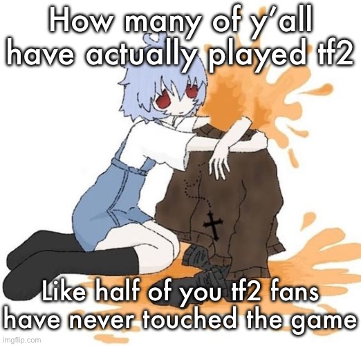 rei | How many of y’all have actually played tf2; Like half of you tf2 fans have never touched the game | image tagged in rei | made w/ Imgflip meme maker