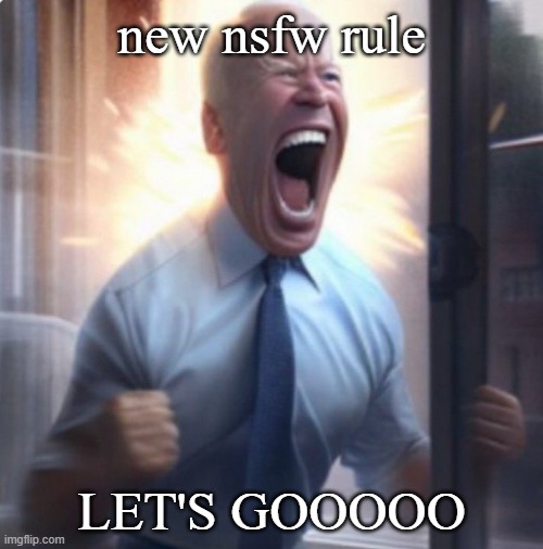 Biden Lets Go | new nsfw rule; LET'S GOOOOO | image tagged in biden lets go | made w/ Imgflip meme maker