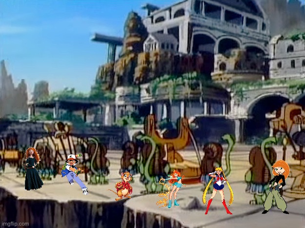 Sailor Moon and her heroes wipe out the Gutangs | image tagged in kim possible,sailor moon,disney,ash ketchum,merida brave,80s | made w/ Imgflip meme maker