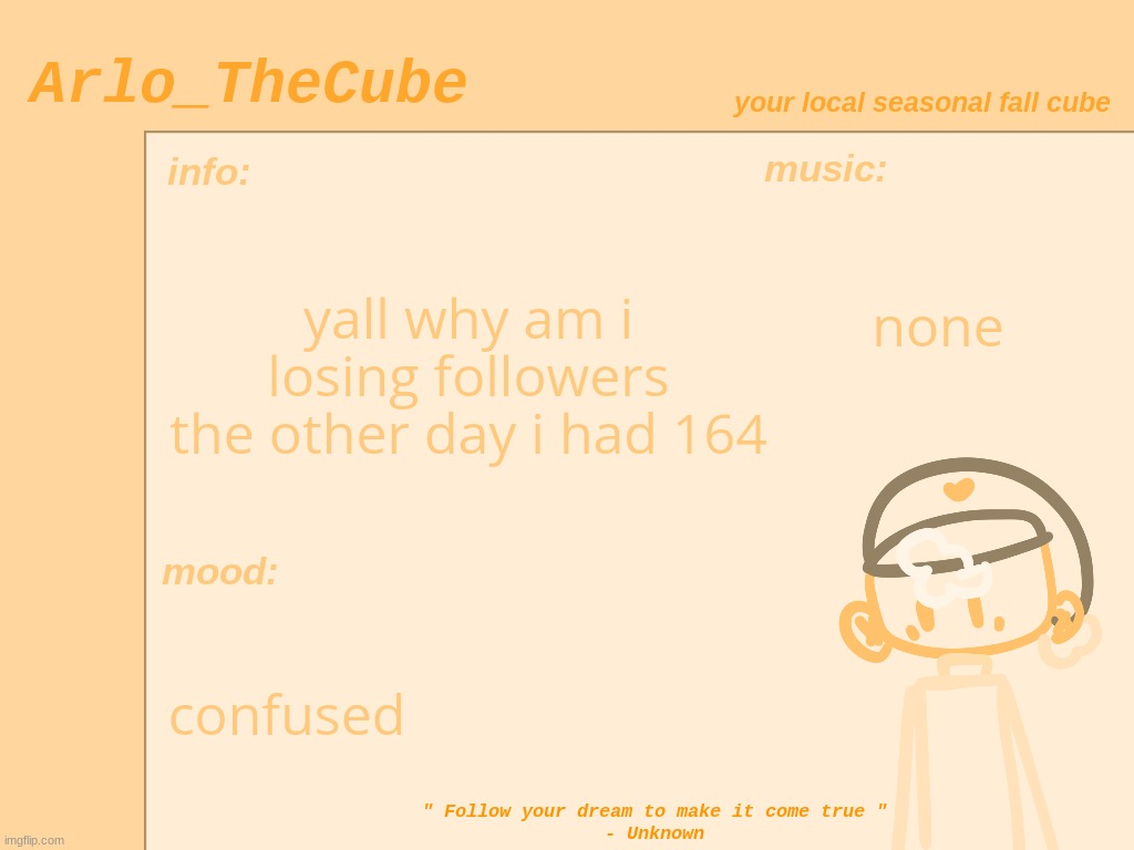 just wonderin | yall why am i losing followers
the other day i had 164; none; confused | made w/ Imgflip meme maker