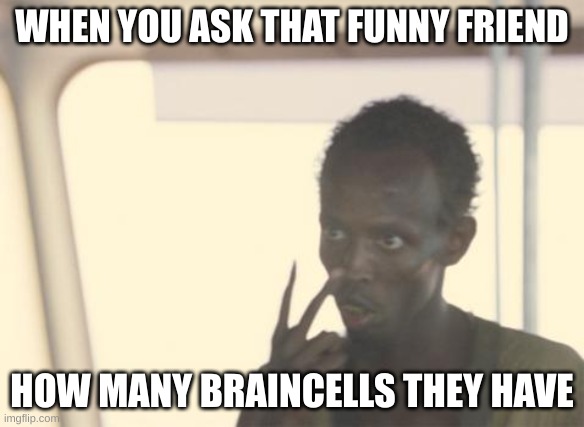 I'm The Captain Now | WHEN YOU ASK THAT FUNNY FRIEND; HOW MANY BRAINCELLS THEY HAVE | image tagged in memes,i'm the captain now | made w/ Imgflip meme maker