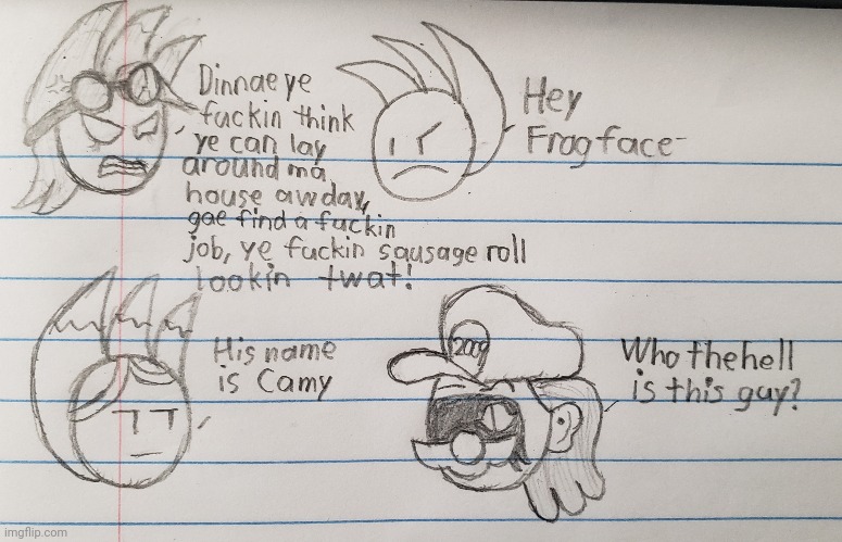 Goofy ahh doodle in class: Not him again! (ft. Camy) | image tagged in school,class,drawing | made w/ Imgflip meme maker