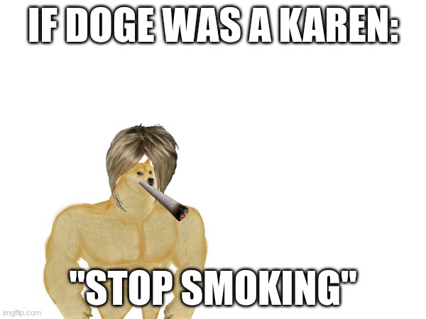 IF DOGE WAS A KAREN:; "STOP SMOKING" | made w/ Imgflip meme maker