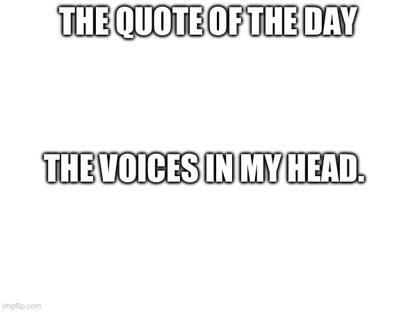 . | THE QUOTE OF THE DAY; THE VOICES IN MY HEAD. | image tagged in voice | made w/ Imgflip meme maker
