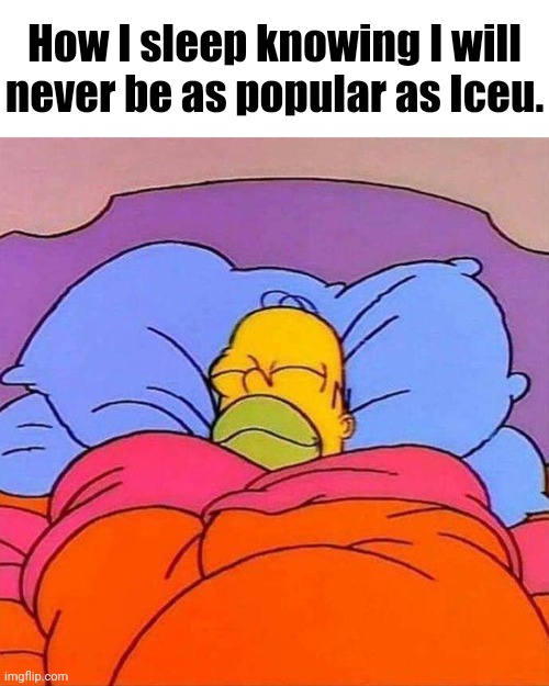 I'm just a little guy tryna make people laugh. | How I sleep knowing I will never be as popular as Iceu. | image tagged in homer napping,iceu | made w/ Imgflip meme maker