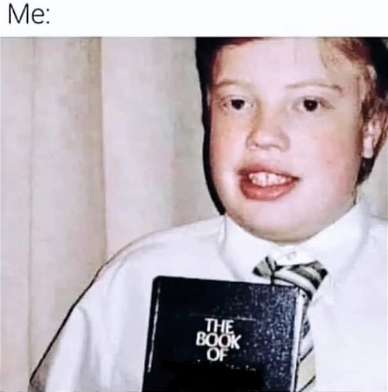 White Kid holding The Book of X Blank Meme Template