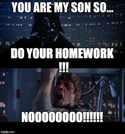 darth vader and son homework... | YOU ARE MY SON SO... !!! | image tagged in funny memes | made w/ Imgflip meme maker