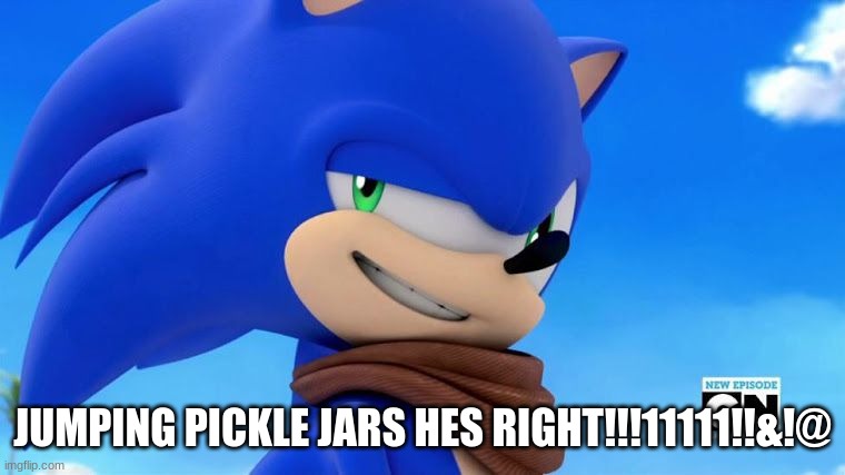 Sonic Meme | JUMPING PICKLE JARS HES RIGHT!!!11111!!&!@ | image tagged in sonic meme | made w/ Imgflip meme maker