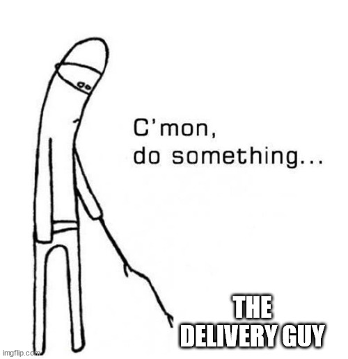 cmon do something | THE DELIVERY GUY | image tagged in cmon do something | made w/ Imgflip meme maker
