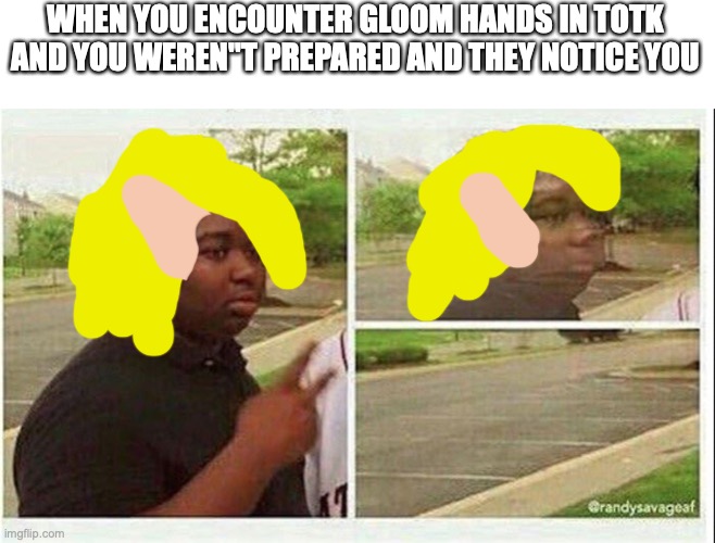 they are nightmare fuel | WHEN YOU ENCOUNTER GLOOM HANDS IN TOTK AND YOU WEREN"T PREPARED AND THEY NOTICE YOU | image tagged in black guy disappearing,totk,gloom spawn,link moments | made w/ Imgflip meme maker