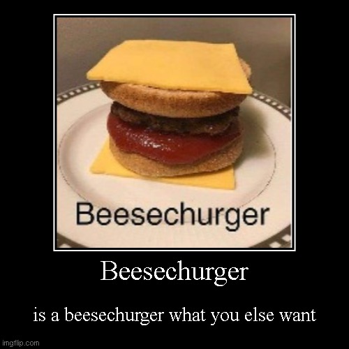 beesechurger | Beesechurger | is a beesechurger what you else want | image tagged in funny,demotivationals | made w/ Imgflip demotivational maker