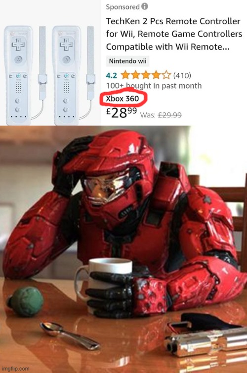 Wiimotes marked for xbox 360. | image tagged in sad halo,you had one job,memes,funny | made w/ Imgflip meme maker