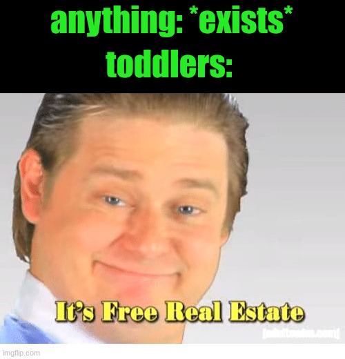 It's Free Real Estate | anything: *exists*; toddlers: | image tagged in it's free real estate | made w/ Imgflip meme maker