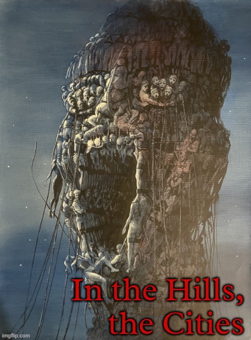 in Books of Blood: Volume 1 (1984) | In the Hills, the Cities | image tagged in horror,books,blood,1980s | made w/ Imgflip meme maker