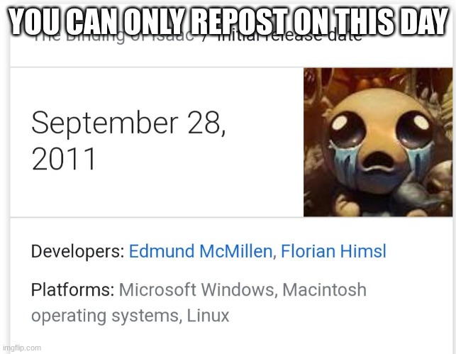 YOU CAN ONLY REPOST ON THIS DAY | made w/ Imgflip meme maker