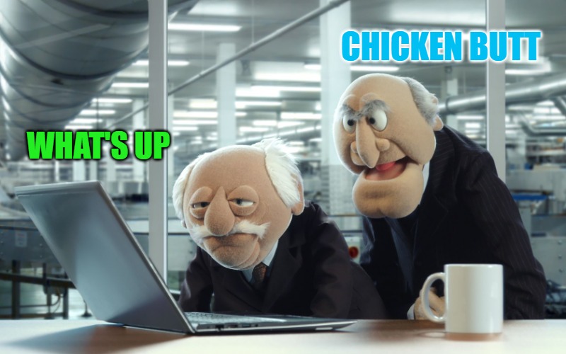 WHAT'S UP CHICKEN BUTT | image tagged in muppets | made w/ Imgflip meme maker