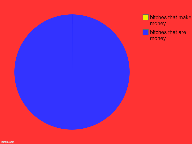 bitches that are money, bitches that make money | image tagged in charts,pie charts | made w/ Imgflip chart maker