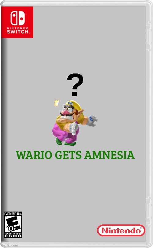 wario gets amnesia | WARIO GETS AMNESIA | image tagged in nintendo switch,wario,fake,minigames | made w/ Imgflip meme maker