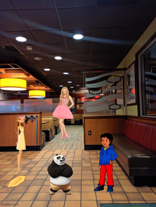 Night on the Town at Denny’s | image tagged in girls,boys,kung fu panda,magic school bus,prom,beach | made w/ Imgflip meme maker