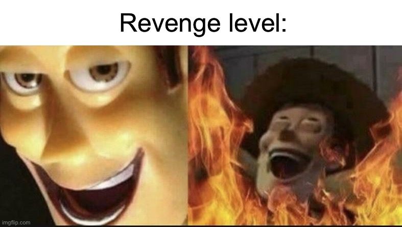 EVIL WOODY | Revenge level: | image tagged in evil woody | made w/ Imgflip meme maker