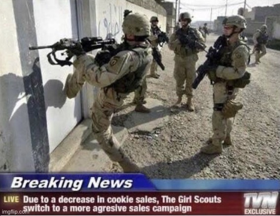 Cookie Sales | image tagged in cookie sales | made w/ Imgflip meme maker