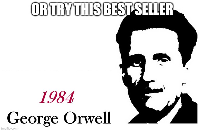 George Orwell 1984 blank | OR TRY THIS BEST SELLER | image tagged in george orwell 1984 blank | made w/ Imgflip meme maker