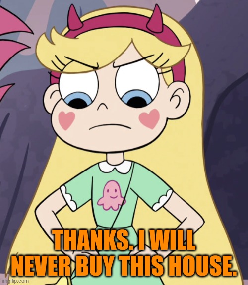 Star Butterfly | THANKS. I WILL NEVER BUY THIS HOUSE. | image tagged in star butterfly | made w/ Imgflip meme maker