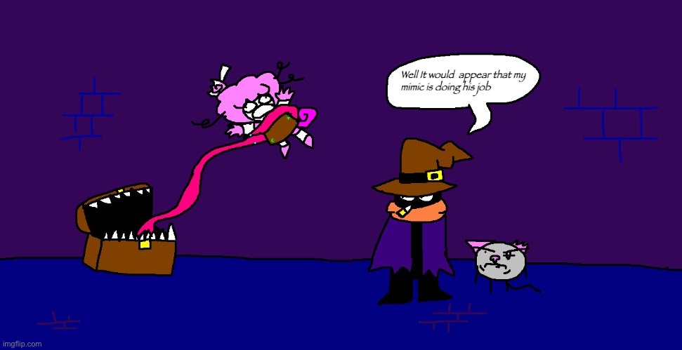 Magic man’s pet mimic | image tagged in drawing | made w/ Imgflip meme maker