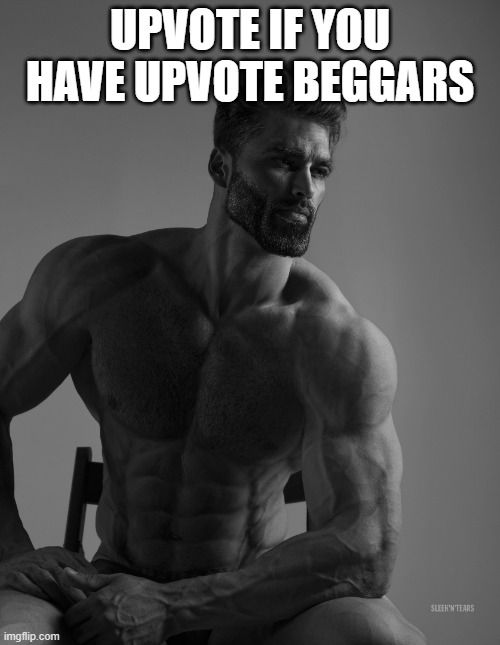 Giga Chad | UPVOTE IF YOU HAVE UPVOTE BEGGARS | image tagged in giga chad,upvote,front page plz | made w/ Imgflip meme maker