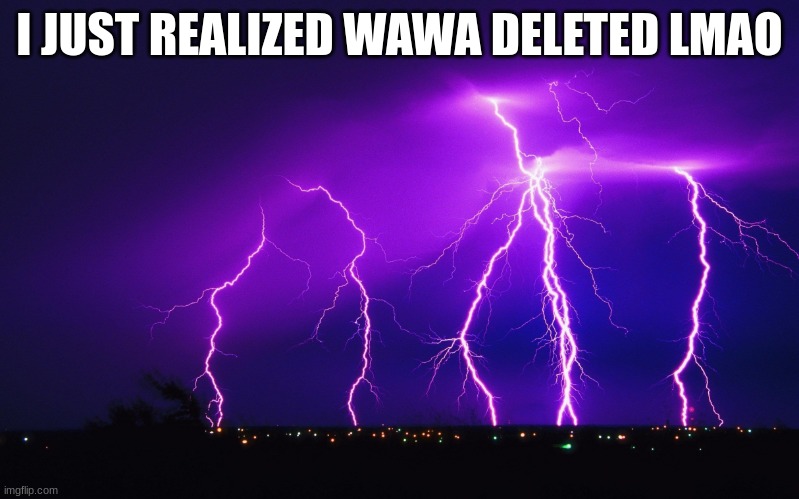 im glad | I JUST REALIZED WAWA DELETED LMAO | image tagged in ourple lightning | made w/ Imgflip meme maker