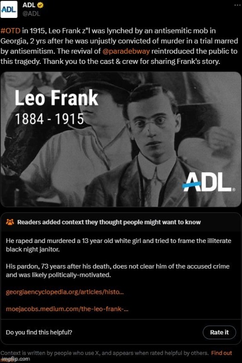 ADL Leo Frank | image tagged in adl leo frank | made w/ Imgflip meme maker