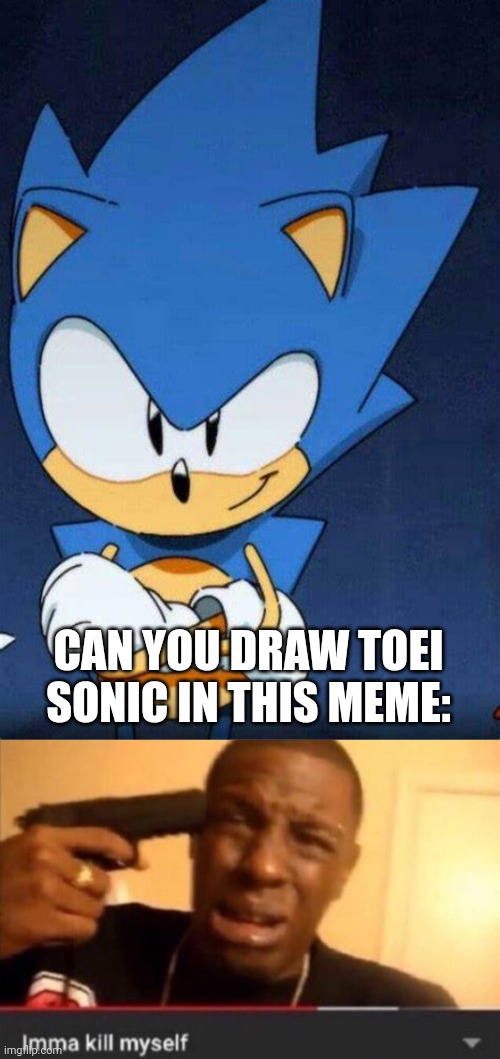 CAN YOU DRAW TOEI SONIC IN THIS MEME: | image tagged in imma kill myself | made w/ Imgflip meme maker
