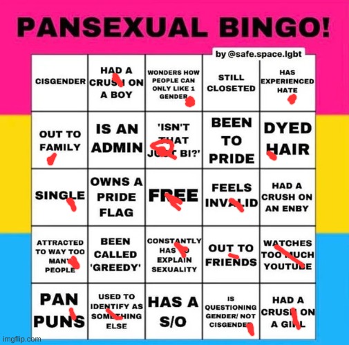 Pansexual Bingo | image tagged in pansexual bingo | made w/ Imgflip meme maker