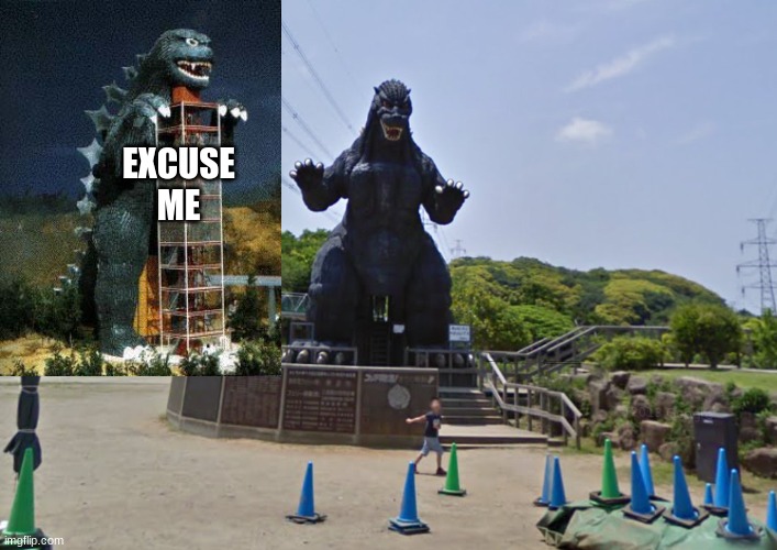 EXCUSE ME | image tagged in godzilla about to devour child | made w/ Imgflip meme maker
