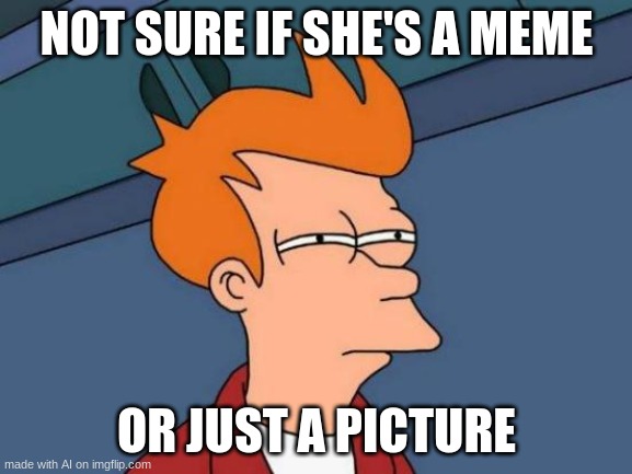 Meme | NOT SURE IF SHE'S A MEME; OR JUST A PICTURE | image tagged in memes,futurama fry | made w/ Imgflip meme maker