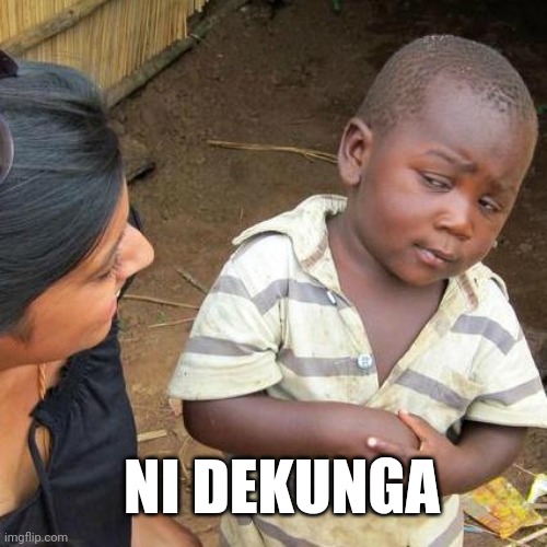 Third World Skeptical Kid | NI DEKUNGA | image tagged in memes,third world skeptical kid | made w/ Imgflip meme maker