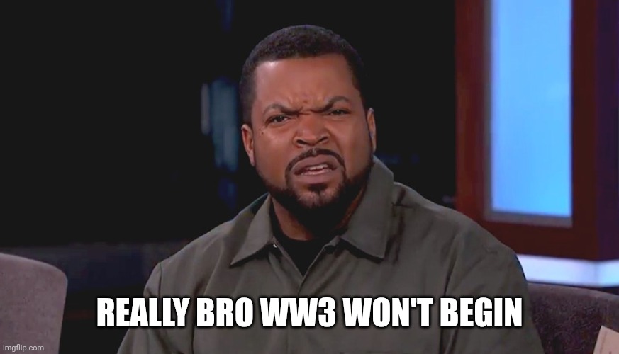 Really? Ice Cube | REALLY BRO WW3 WON'T BEGIN | image tagged in really ice cube | made w/ Imgflip meme maker