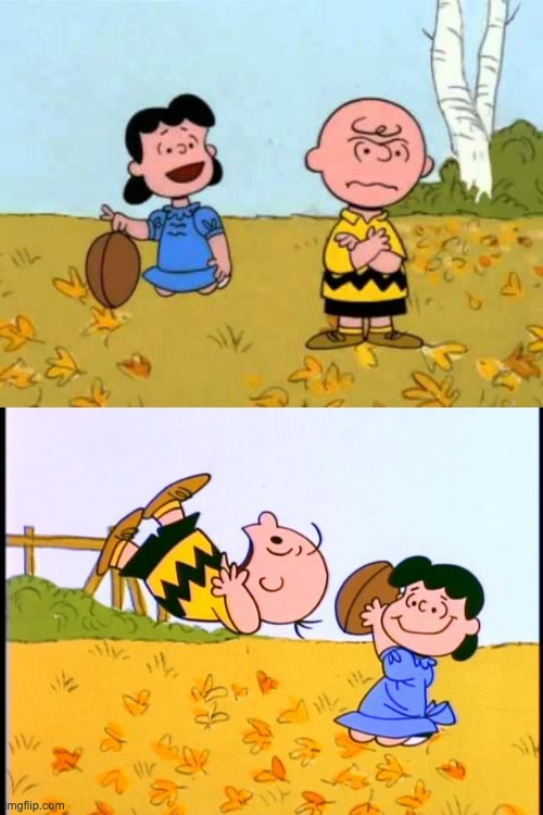 Charlie Brown and Lucy Football Blank Meme Template