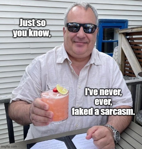 Sarcasm | Just so you know, I've never, ever, faked a sarcasm. | image tagged in faked,sarcasm,orgasm,never,ever | made w/ Imgflip meme maker