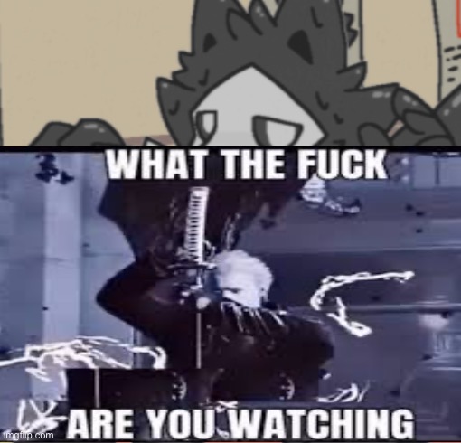 [Insert Very clever Title Here] | image tagged in maid puro,vergil,what the fuck are you watching | made w/ Imgflip meme maker