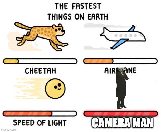 fastest thing possible | CAMERA MAN | image tagged in fastest thing possible | made w/ Imgflip meme maker