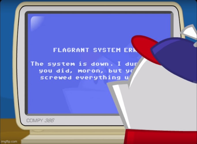 Flagrant System Error | image tagged in flagrant system error | made w/ Imgflip meme maker